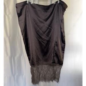 future collective reese blutstein dark grey satin skirt size 16 lace trim midi